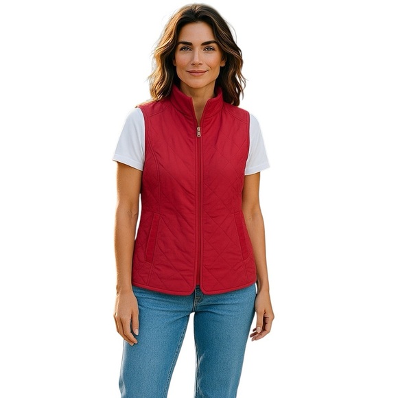 Talbots Women's Size Small Quilted Vest Corduroy Trim - Picture 1 of 5